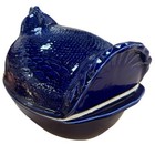 Taylor   Ng Environmental Ceramics Large Cobalt Blue Chicken Hen Roaster