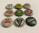 9 Vintage Soda Bottle Caps Bubble Up  Uptown  Pep Up  Upper 10  Fawn Up Cork