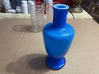 Vintage Glass Blue Vase 3- Blue Tone 8 Inches Tall
