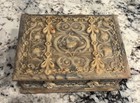 Incolay Stone Hinged Jewelry Box Trinket Scroll Floral Vintage
