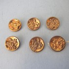 Set 6 Cupped Brass Button Pierced Openwork Brass Flower Design Applied Vintage