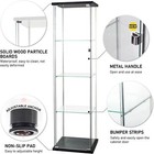 Glass Display Cabinet 4 Display Shelves Floor Standing W door Curio Bookshelf Us