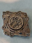 Antique Vintage 925 Sterling Silver Fancy Marcasite  mmk  Pin Brooch 2  18 grams