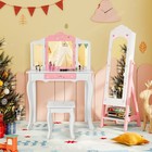 Kids Vanity Set Princess Makeup Dressing Table   Chair Set W  Jewelry Armoire