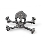 Gunmetal Skull   Crossbones Brooch Pin Dark Silver black Punk Goth Pirate 2w