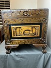 Vintage Hand-carved Asian Wood Storage Chest With Sailboat Art