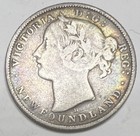 Canada Newfoundland 1872-h Queen Victoria Silver 20 Cents Km-4 Fine