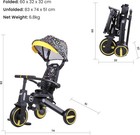 7 In 1 Folding Baby Tricycle Stroller Toddler Trike Push Handle Canopy 10m-5y