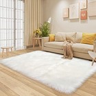Faux Fur Rug 4x6 Feet Soft Fluffy Shaggy Area Rug For Living 4 X 6 Ft White