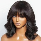 Real Human Hair New Fashion Gorgeous Dark Brown Wavy Women s Wigs 14 In