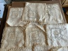 Set Of 12 Antique Vintage Fancy Lace Napkins Fine Linen About 16 1 2  Square