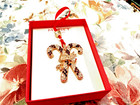 New In Box  2025 Monet Crystal Candy Canes Joy Red   Clear Christmas Ornament