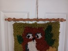 Handmade Latch Hook Owl Wall Hanging 45   x12    Vintage 1970s Rug Runner Wall Art