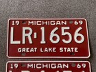Rare 1969 Michigan License Plate Plates Pair Original Chevy Camaro Mustang Etc 