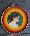 Antique Victorian Glass Chimney Flue Cover Hand Colored With Ornate Frame 9 5 