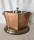 Vintage Art Deco Style Brass Copper Double Wine Champagne Chiller Bucket W Lid