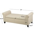 Contemporary Fabric Upholstered Storage Ottoman Bench W  Rolled Arms   Plush Lid