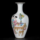 Rare Collectable Art Handmade Painting Famille Rose Porcelain Figure Vase