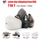 7 In 1 Half Face Mask For 6200   7502 Gas Painting Spray Protection Respirator