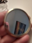 Vintage Silver Tone Compact Hand Mirror Swirly Rose Design Vintage Korea 