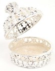 Silver Rhinestone Pearl Crystal Crown Jewelry Box  Trinket Box  Vintage Style 