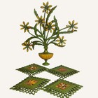 Vintage Syroco 3d Flower Wall Art Decor Set Mid-century Modern Era 5 Piece Set