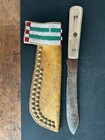 Rare Antique Native American  Authentic Hunting Knife And Beaded Sheath Beadwork