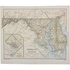 1891 Maryland Delaware Map Antique Full Color Railroad Mountain Victorian Era