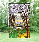 20  X 33 5  Tiffany Style Stained Glass Window Panel Dawn In Valley  Tmm31
