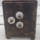 Vintage Metal Safe Coin Bank W  Top Coin Slot   3 Combination-style Dial Locks