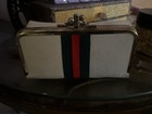 Vintage Sew Clutch Gucci Stripe Sewing Kit Travel Coin Purse Compact Manicure