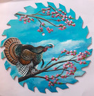 Wild Turkey   Red Buds Hand Painted Saw Blade 7 1 4     local Artist