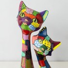 Mid-century Cat Figurine Statue Vtg 1970s Patchwork 14    Maximalist Decor Lot 2x