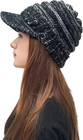Beanie Tail Winter Warm Knit Messy Bun Ponytail Beanie Hat With Visor