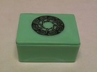Frankart Art Deco Jadite Cigarette Box Insert Black F s Logo Lid Original 1930s