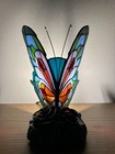 Stained Glass Night Light Butterfly Blue Orange Led Bulb Included 6 w 7 d 9 h