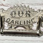 Antique Coffin Casket Plate Plaque Our Darling Funeral Mortuary 1920s 1930s Rare
