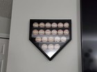 Baseball Display Case 21  Black Wood Mlb Autograph Ball Rack Holder Wall Cabinet
