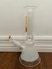 8 5    Grav Glass Water Pipe Beaker Bottom White Yellow Logo 14mm