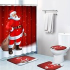4pcs Christmas Shower Curtain Sets With Rugs Cartoon Santa Bathroom