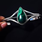 Malachite Gemstone 925 Sterling Silver Handmade Bangle Jewelry Gift For Love