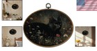 Charming Vintage Black Cat Oval Canvas Decor - Ideal For Home And Office