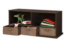 Stackable 5 Shelf Storage Organizing Cubby With 3 Fabric Baskets In Espresso