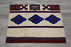 Navajo Rug  Early Single Saddle Blanket  Germantown And Handspun Wool Weft