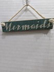Mini Mermaids Rustic Blue Wood Ornament Summer Beach Decor 5 x1 