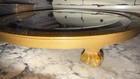 12    Round Beveled Mirror Vanity Perfume Tray Gold Tone Footed Dresser Display
