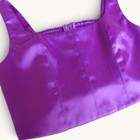 House Of Harlow 1960 Purple Satin Corset Crop Top Smocked Back Size S