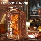 Book Nook Kit Diy 3d Wooden Puzzle W led Light Dust Baffle Bookshelf Insertdecor