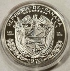 1970 Panama 1 Balboa Proof Silver Coin  900 Fine Silver 26 73g Crown Size Gem Bu