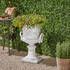 18 75 In  W X 28 25 In  H Concrete Garden Urn Planter In White